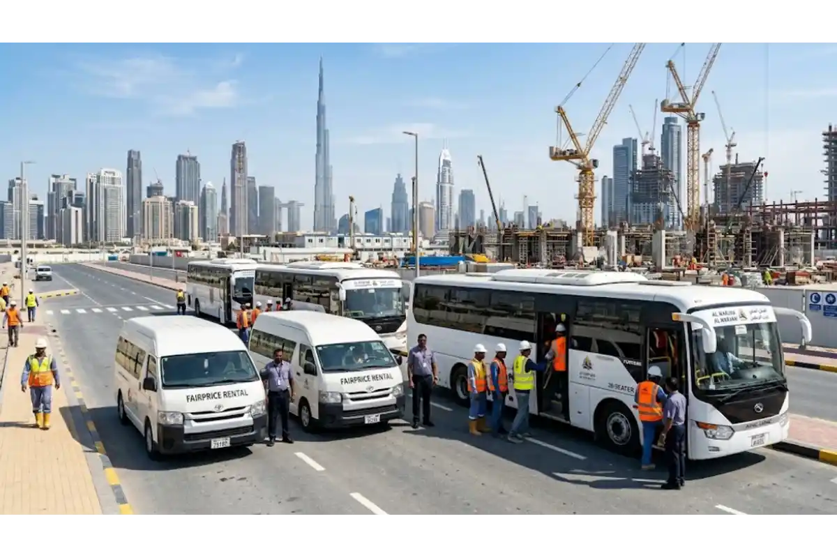 Construction Staff Transport in Dubai | Worker & Labour Bus Rental UAE